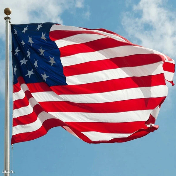 35.4X59 inch Embroidered American Flag Independence Day Outdoor USA Flag Waterproof Nylon Sewn Stripes Brass Grommets 90*150cm