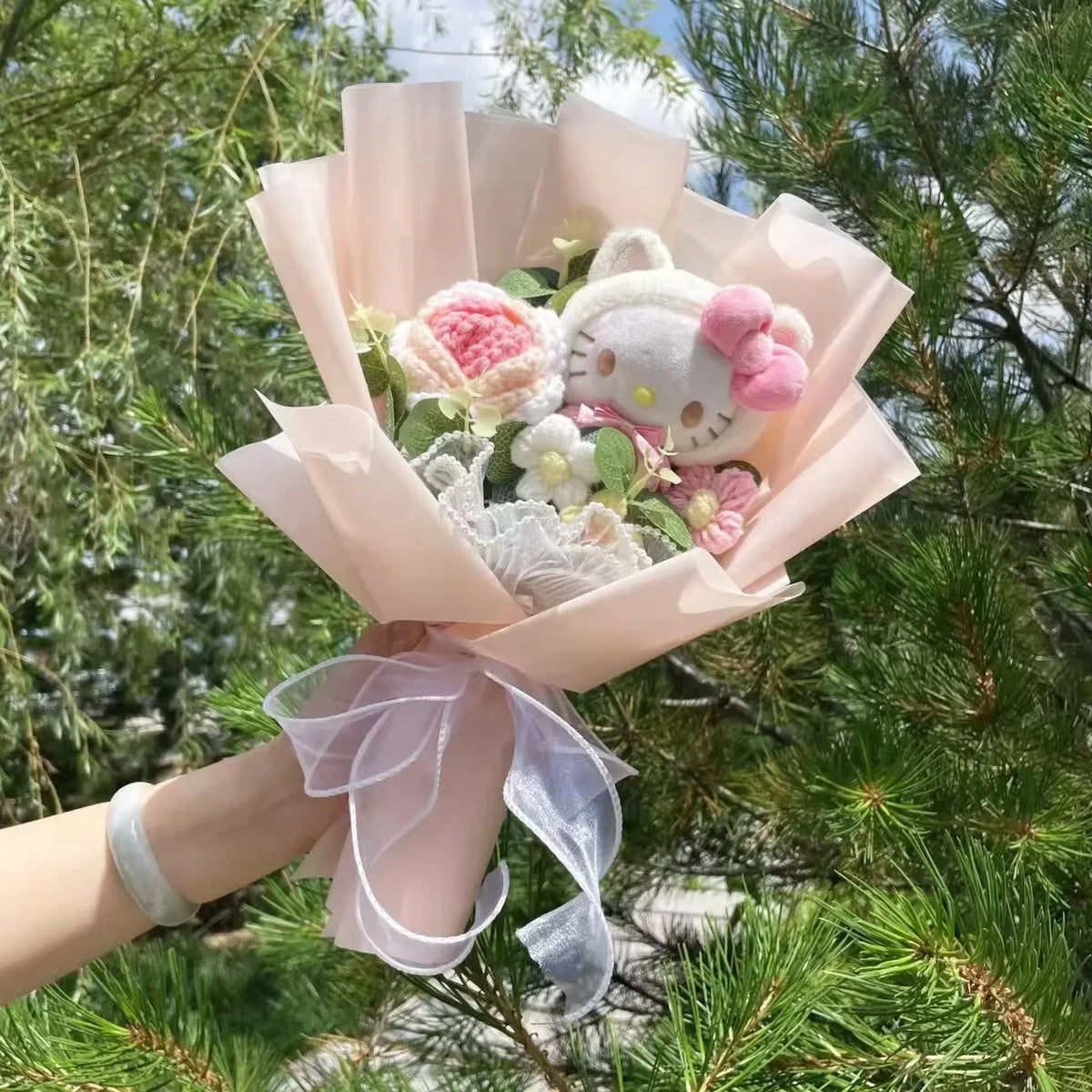 Cartoon My Melody Kuromi Cinnamoroll Kt Cat Plush Doll Creative Flower Bouquet Valentine Christmas Graduation Birthday Gift