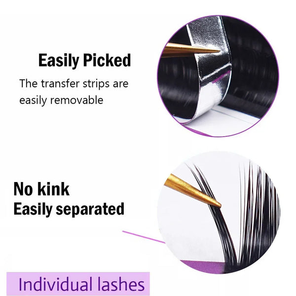 16 - Rows Black Matte Faux Individual Eyelash Extensions - Ideal for Professionals Seeking Soft, Natural - Look Lash Extensions