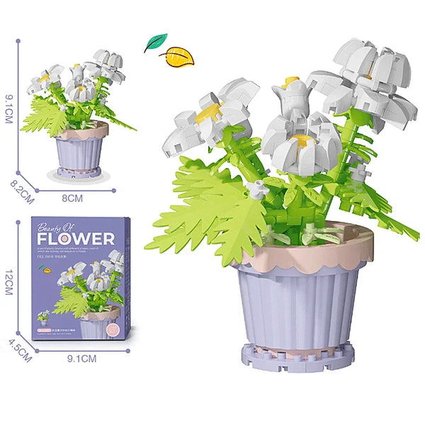 Creative Building Block Bouquet, Eternal Flower Plant Potted Gift, Rose Sunflower Potted Plant, Assembled Building Block Toy