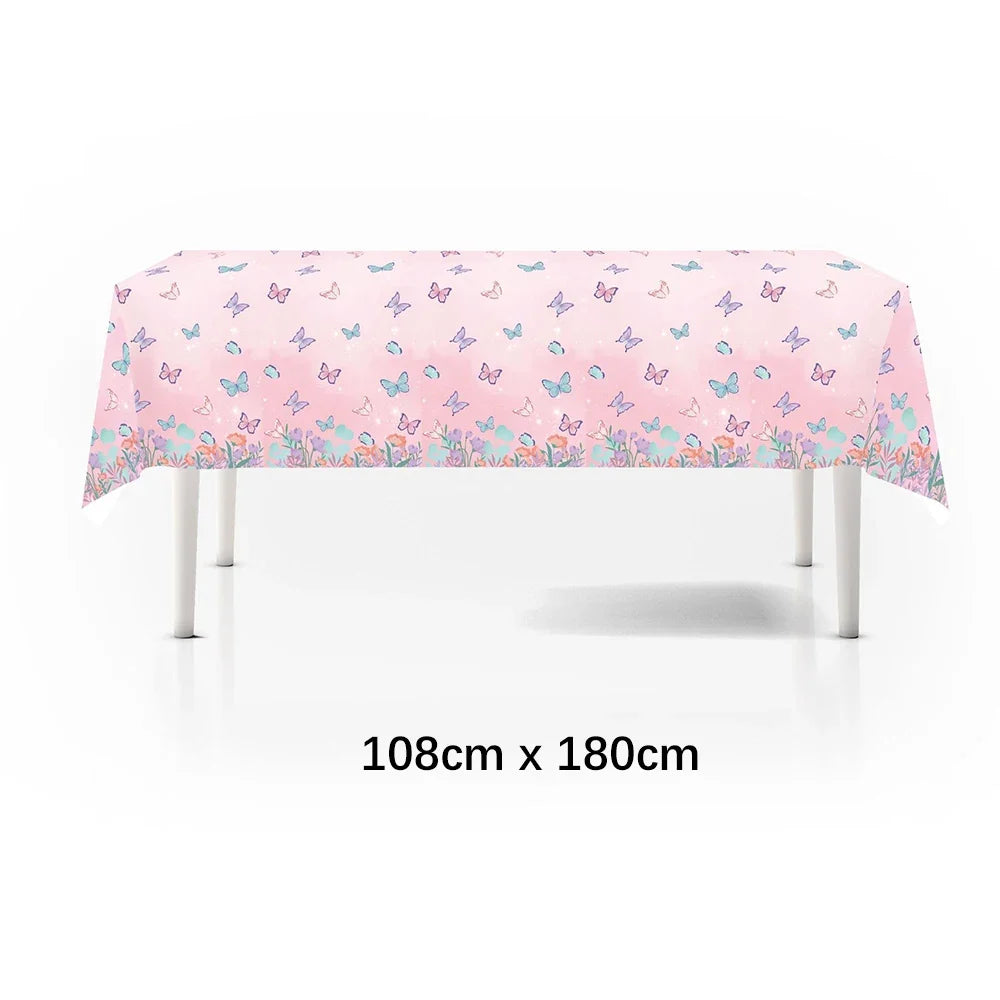 Butterfly Fairy Birthday Party Tableware Set – Pink Disposable Plates, Cups, Napkins & Tablecloth | Girls Party Decorations & Supplies