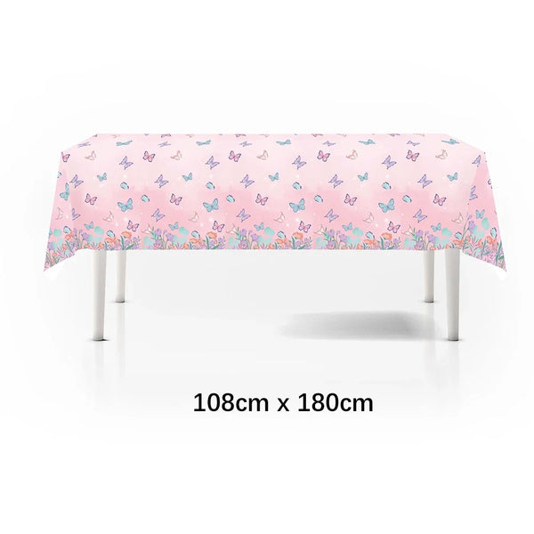 Butterfly Fairy Birthday Party Tableware Set – Pink Disposable Plates, Cups, Napkins & Tablecloth | Girls Party Decorations & Supplies