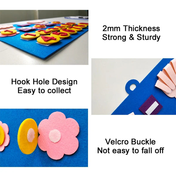 Montessori Toddler Math Felt Board Finger Number Learning Counting Preschool Manipulatives Learning Educational Toy Travel Game