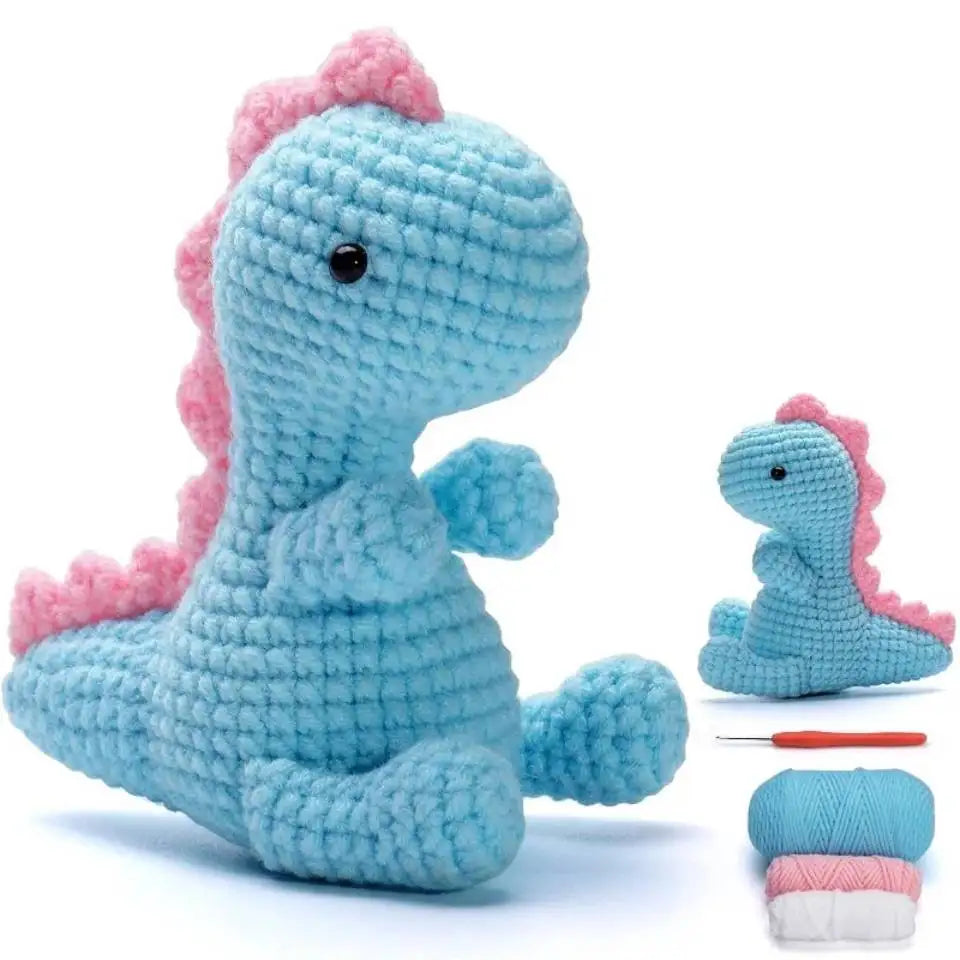 Fenrry Dinosaur Shape Doll Ornaments Hand Made Woven Crochet Wool Diy Crochet Knitted Material Bag Complete Set