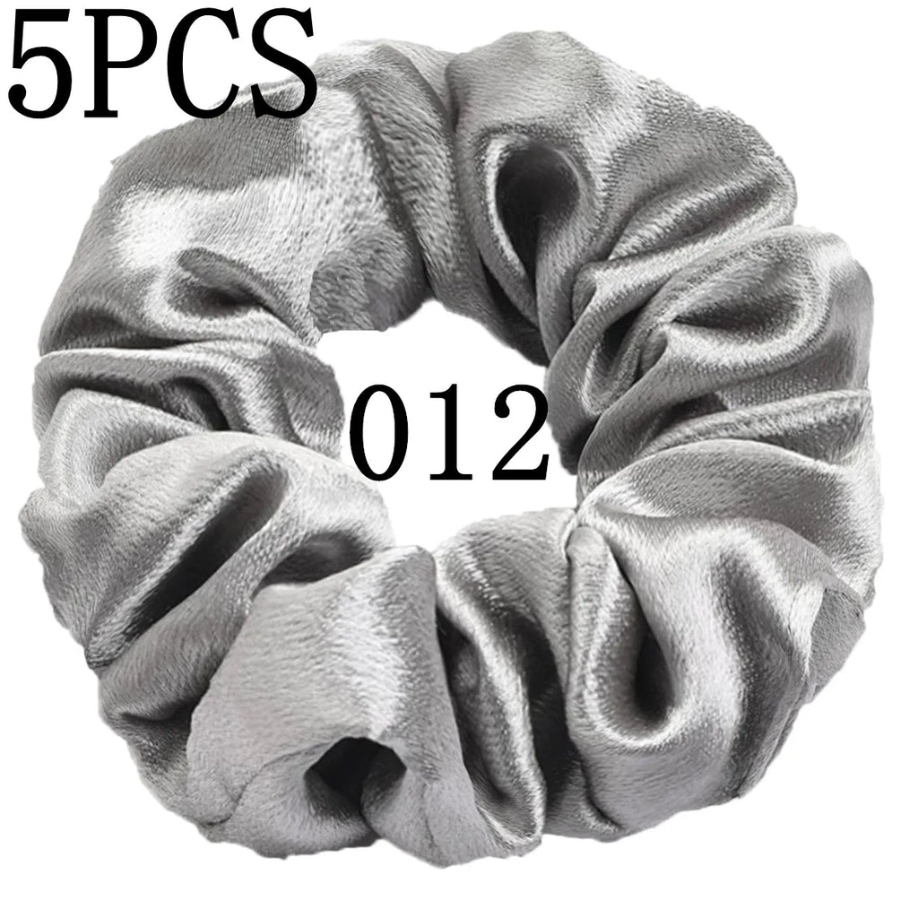 10/5 Pcs Satin Hair Scrunchies Set for Women & Girls – Soft Silk Elastic Hair Bands | Elegant Solid Color Ponytail Holders & Headwear Accessories