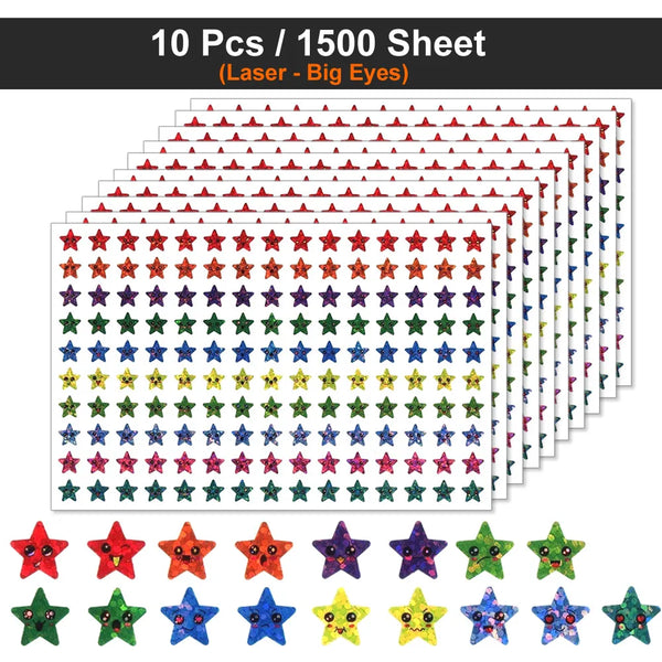 450-3000 Sheet Happy Face Stars Reward Sign Stickers Pack DIY Skateboard Suitcase Stationery Decals Decor Phone Laptop Gift Toys