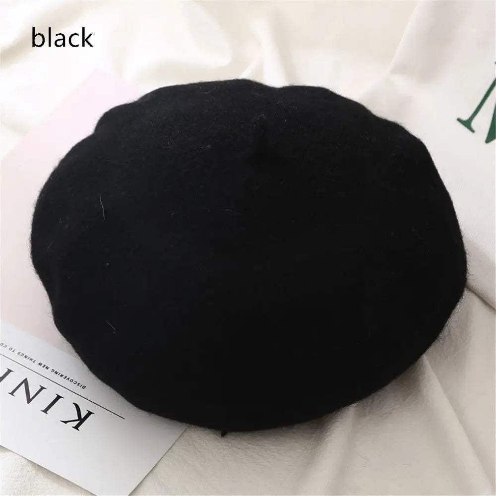 Autumn Winter Felt Beret Hats Women Fashion French Painter Hat Girls Trendy Solid Color Berets Ladies Multicolored Flat Cap
