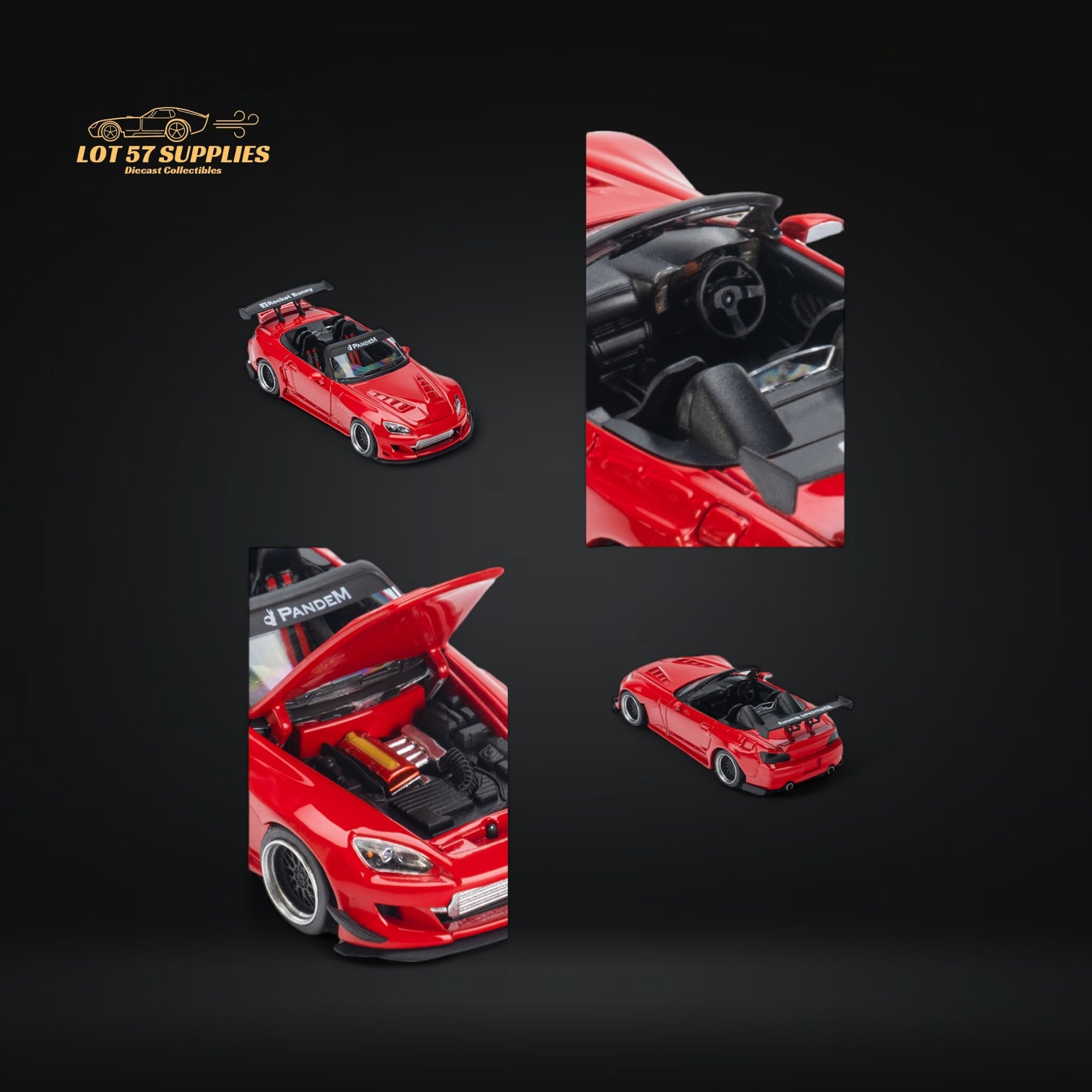 Microturbo Honda S2000 Roadster Pandem Rocket Bunny Aero Kit in Red 1:64 - Collectors World Toys