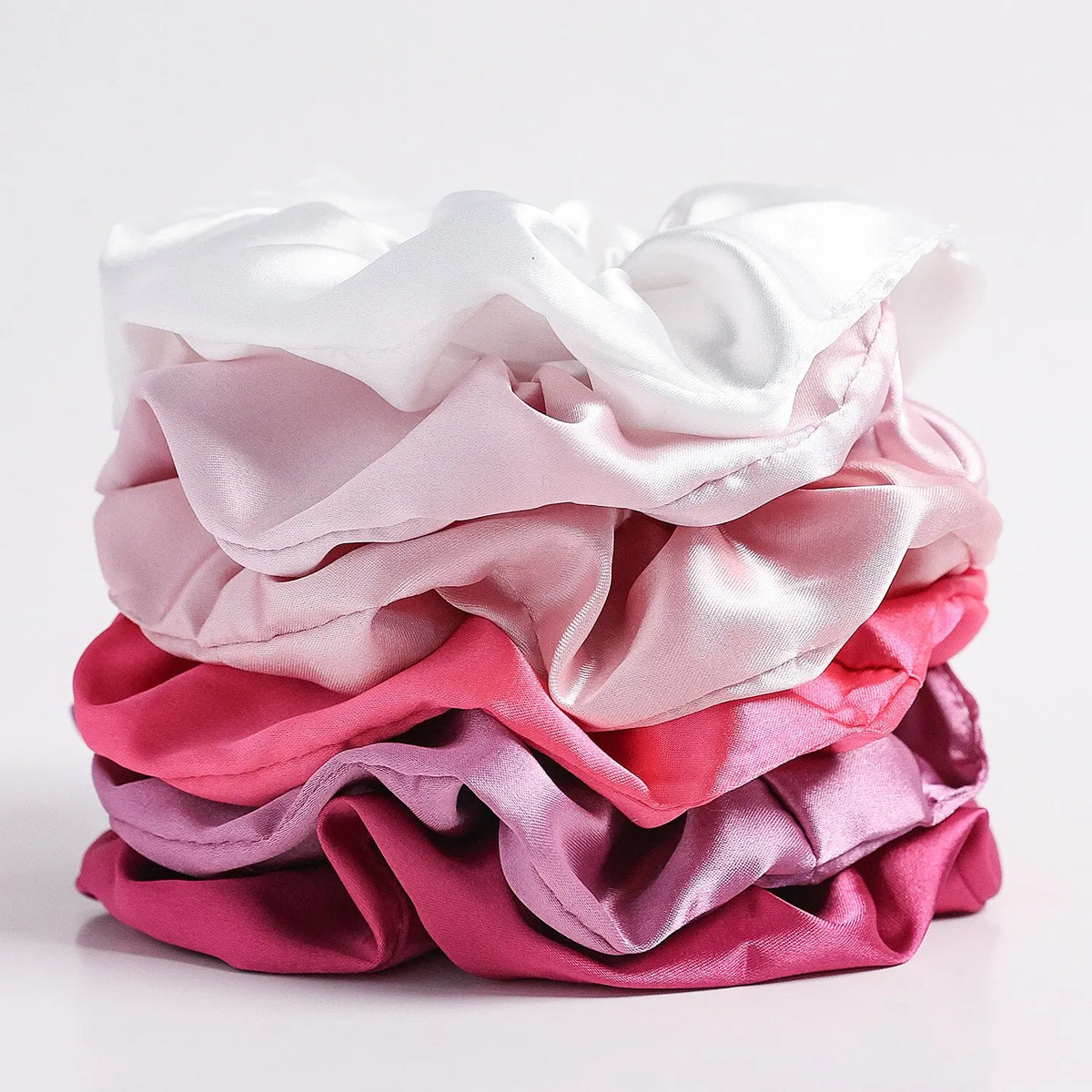 6-Piece Large Satin Scrunchies for Women – Pure Color Silk Hair Ties Set | Soft, Gentle & Stylish Ponytail Holders for Daily Wear