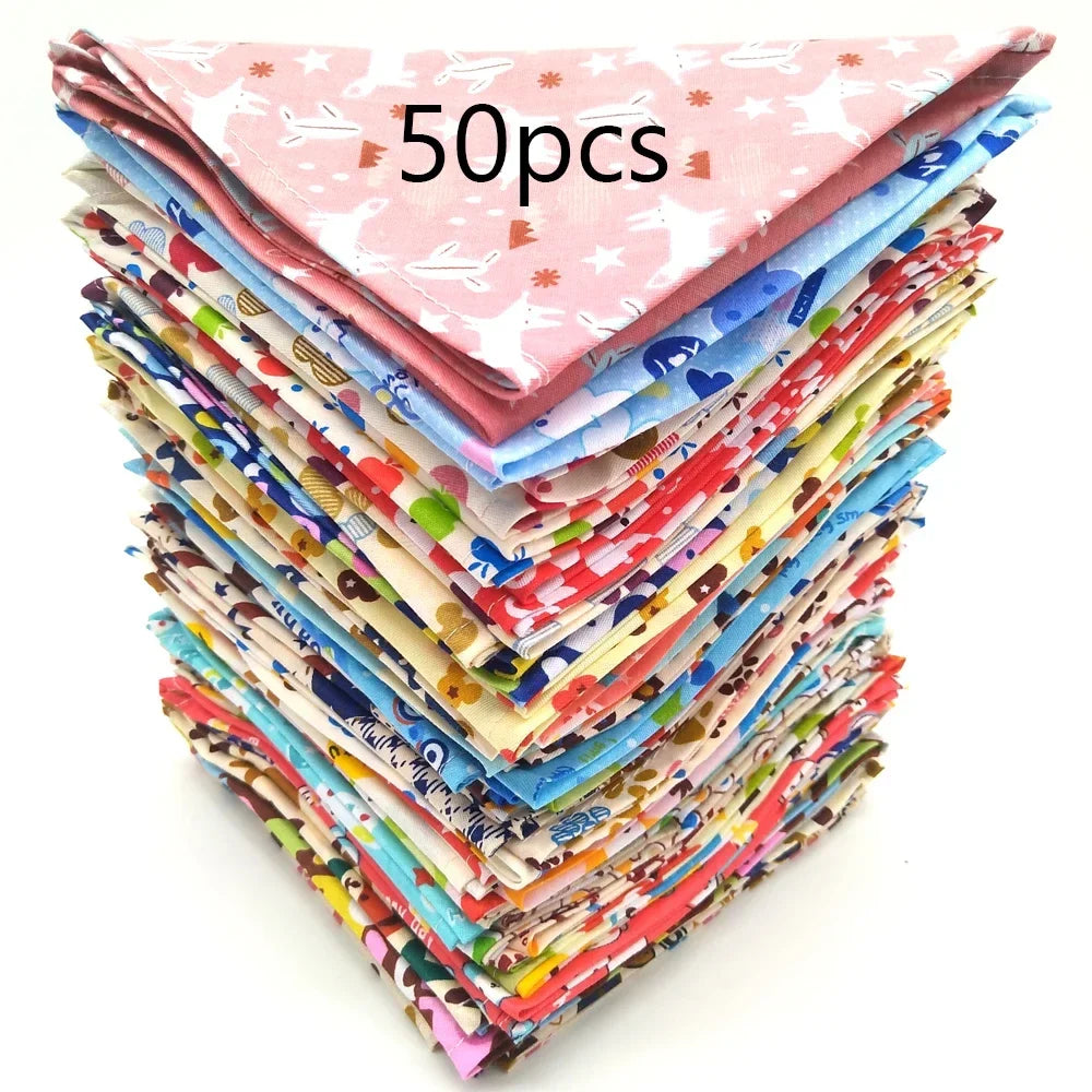 Bulk Dog Bandanas - 50 Colors Cotton Bandanas for Small to Large Dogs