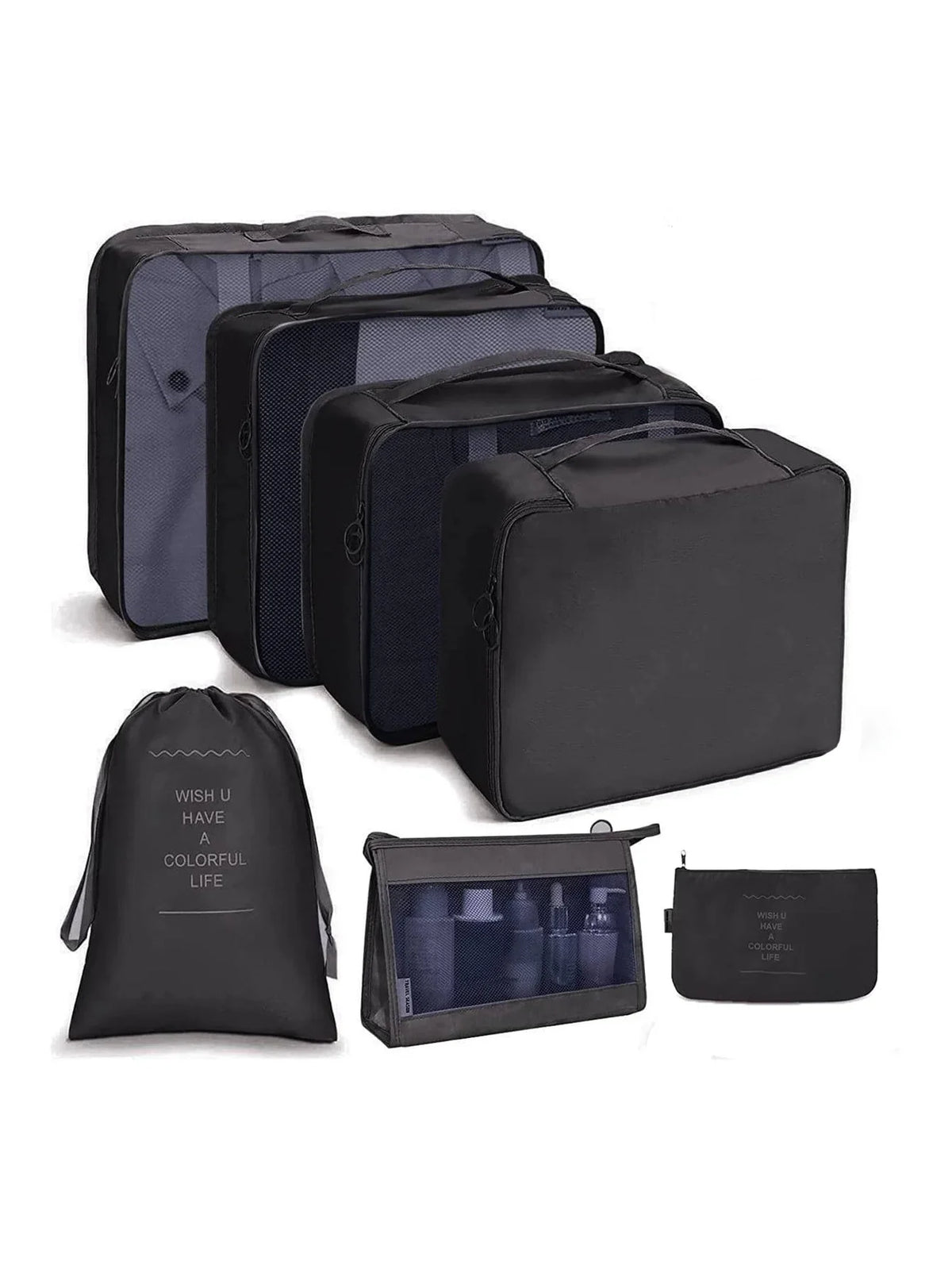 7/8/9/10-Pcs Travel Organizer Packing Cubes Set – Portable Luggage Storage Bags for Clothes, Shoes & Accessories
