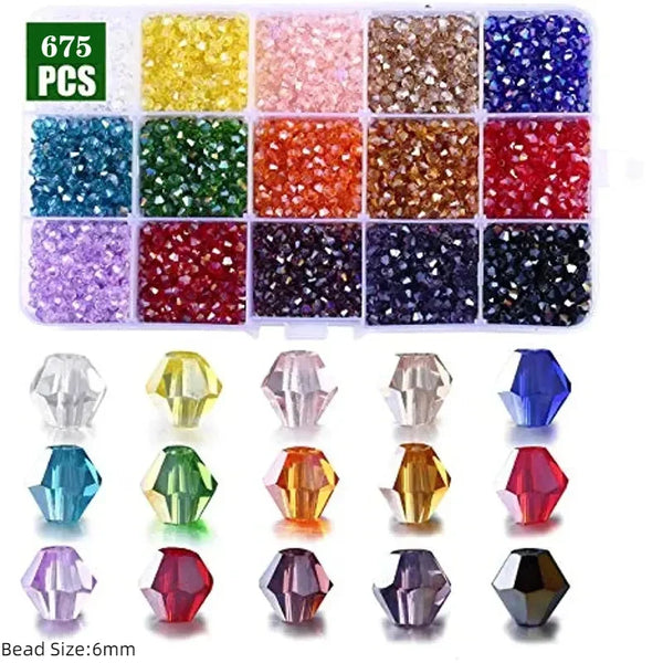 3 4 6mm Bicone Crystal Beads Box Multi-faceted Irregular Glass Bead Set 15 Grid Loose Spacer Kit for Jewelry Making DIY Bracelet