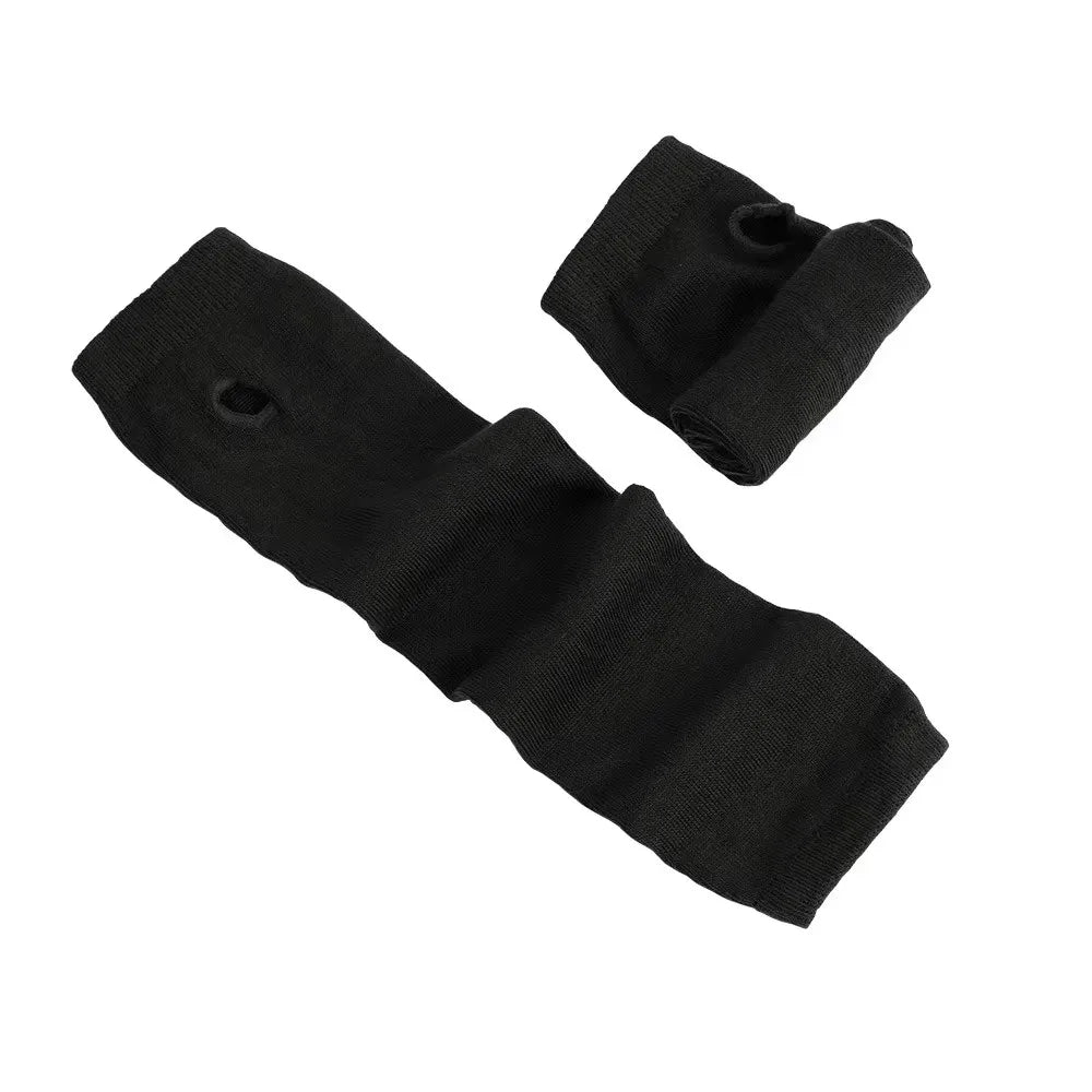 Punk Stripe Fingerless Gloves for Women & Men – Long Knitted Arm Warmers, Elastic Winter Cuffs, Hip-Hop Elbow Mittens for Outdoor & Streetwear