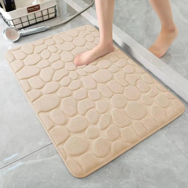 3D Cobblestone Bathroom Mat – Non-Slip Absorbent Quick-Dry Floor Rug