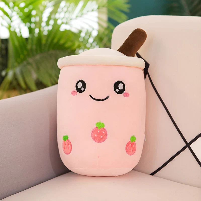 Kawaii Boba Fruit Bubble Tea All Series Cartoon Plush Toy Stuffed Animals Cute Food Milk Tea Soft Toys Room Decor Pillow Gifts