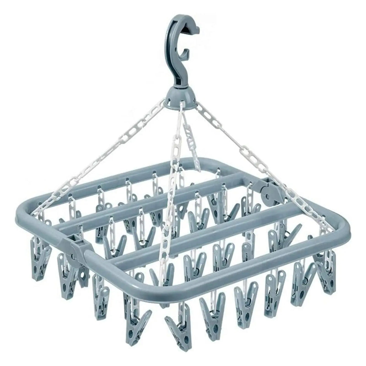 Foldable Drip Hanger with 32 Clips – Plastic Clothes Drying Rack