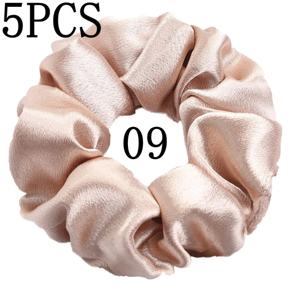 10/5 Pcs Satin Hair Scrunchies Set for Women & Girls – Soft Silk Elastic Hair Bands | Elegant Solid Color Ponytail Holders & Headwear Accessories