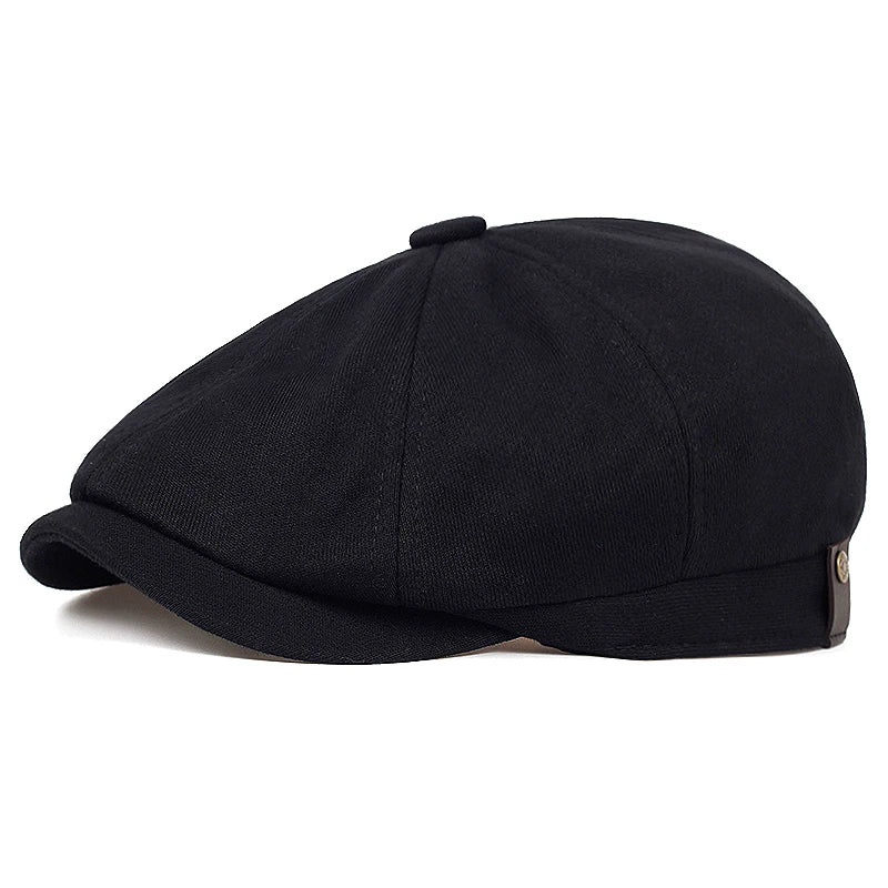 Retro Men’s Newsboy Cap – Classic Herringbone Octagonal Hat, British Style Flat Cap for Autumn & Winter, Vintage Painter Beret