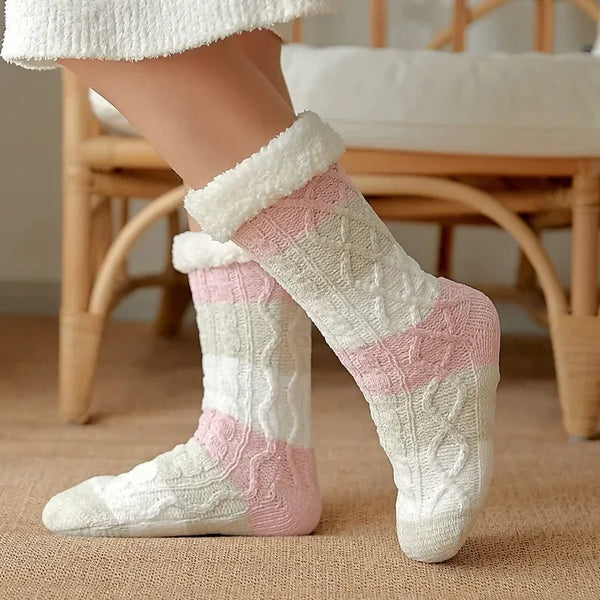 Womens Fuzzy Thermal Sock Plush Grip Hemp Winter Soft Female Home Indoor Warm Bedroom Non slip fluffy Thick Slipper Floor Sock