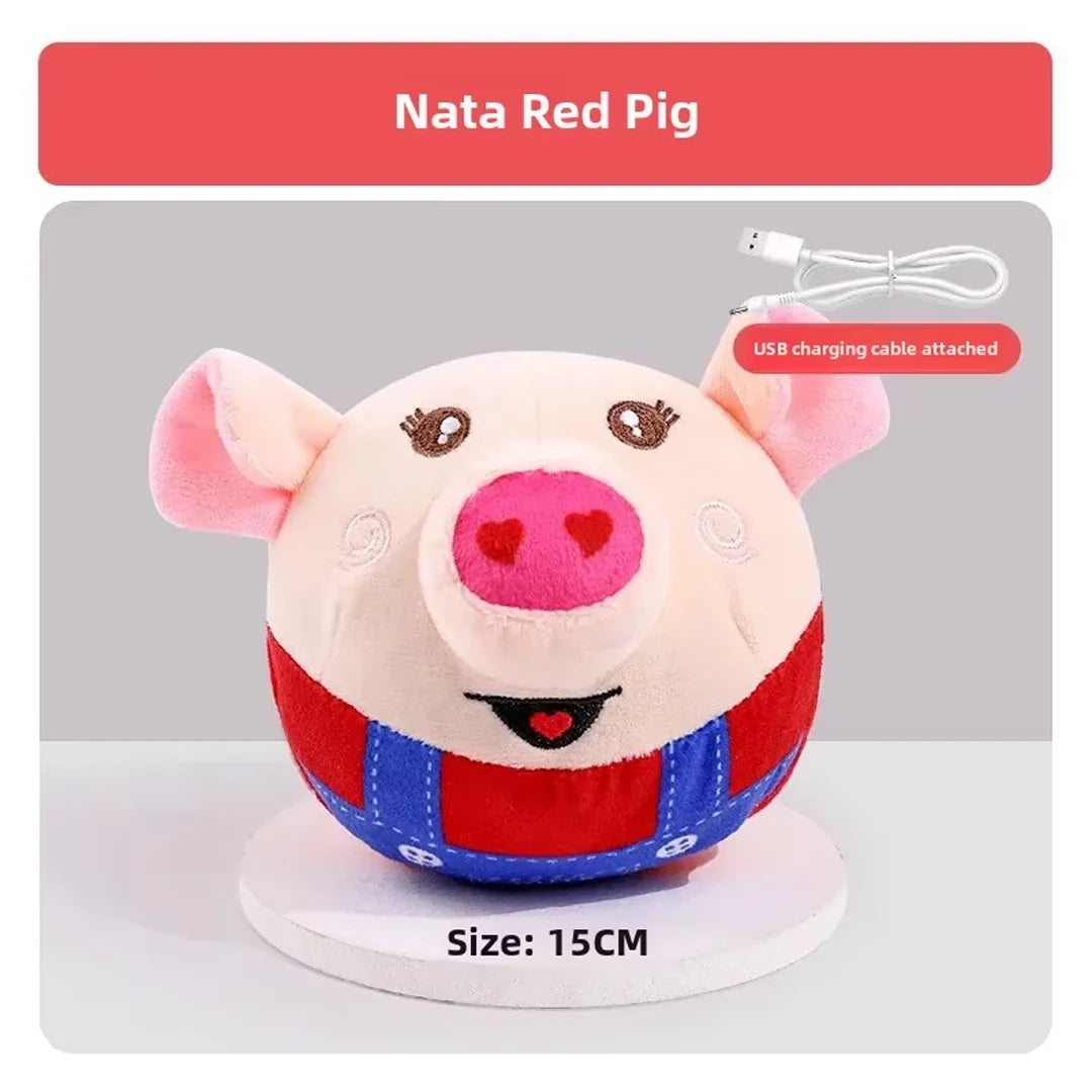 Interactive Plush Jumping Ball Dog Toy – USB Rechargeable Electric Clown Toy with Music