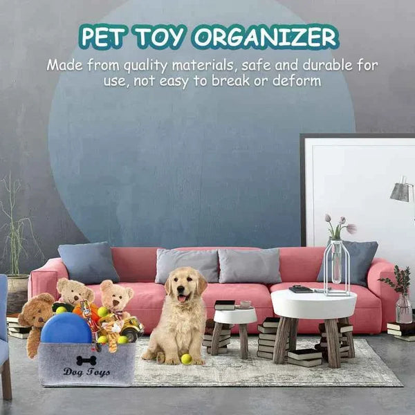 Dog Toy Storage Basket – Felt Organizer Bin for Pets