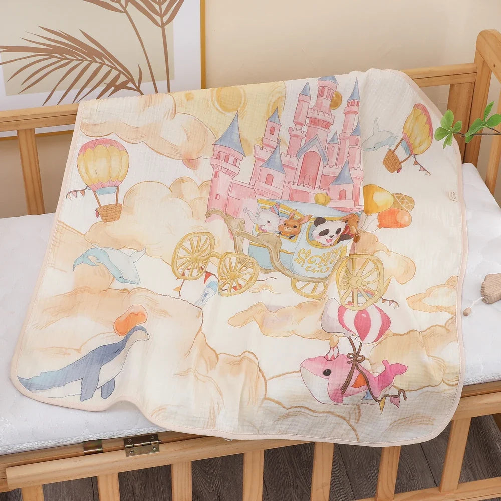 Newborn baby bath towel pure cotton gauze bath towel Class A soft children's blanket absorbent newborn baby blanket