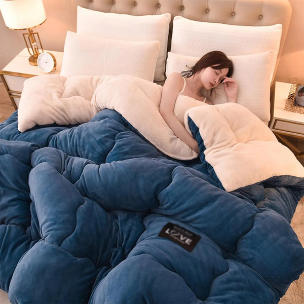 Winter Bedding Thick Quilt Blanket Thickened Warm Flannel Fleece Comforter for Cold Nights Set Bed Duvets Quilts the Blankets