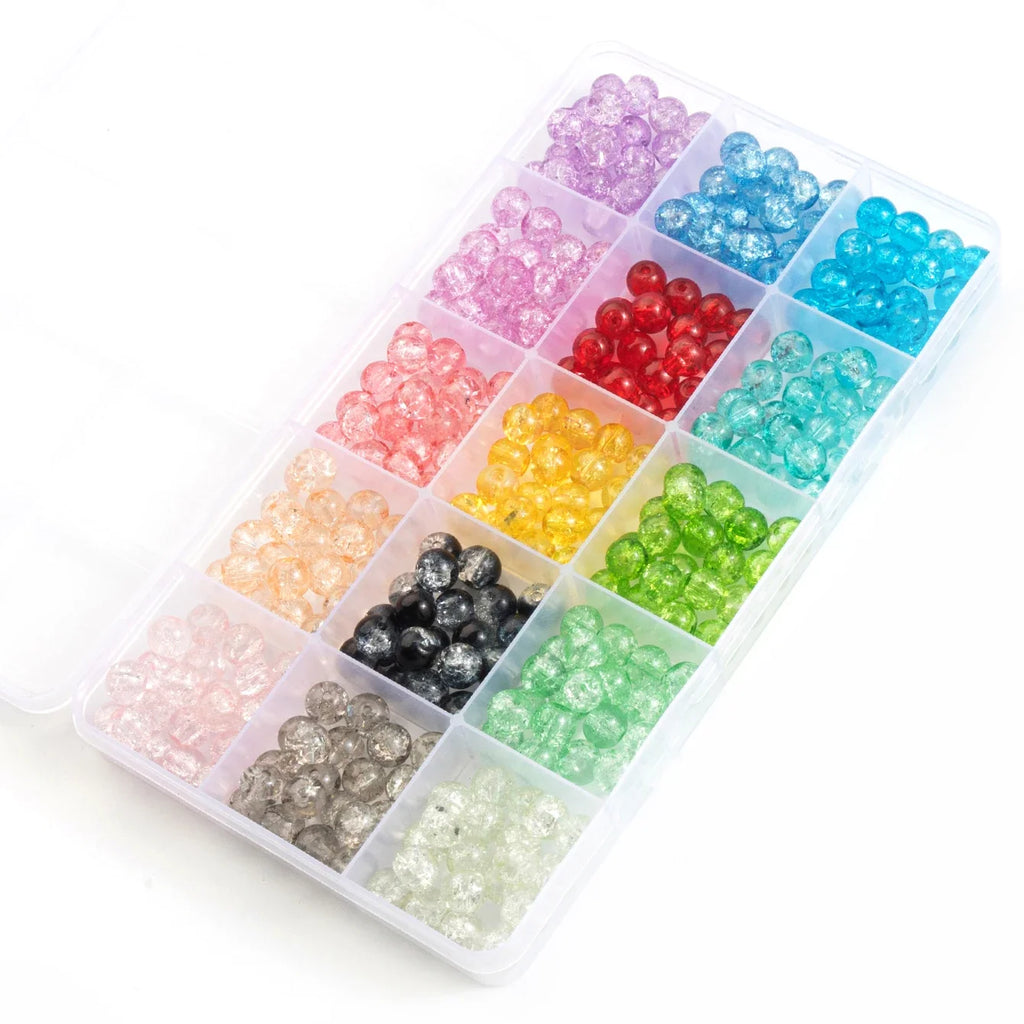 Glass Beads Bracelet Making Kit – 28 Colors 8mm Crystal & Gemstone Beads with DIY Jewelry Accessories