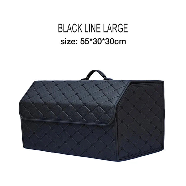 Car Trunk Organizer Box, Large Capacity, Auto Multiuse Tools, Storage Bag, Stowing, Tidying, Leather, Folding for Emergency