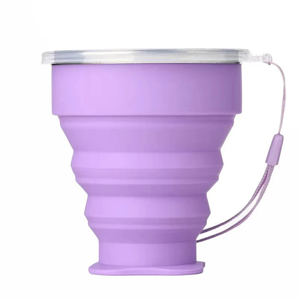 Portable Silicone Folding Water Cup Outdoor Heat Resistant Telescopic Collapsible Foldable Mug With Lid For Travel Camping 200m
