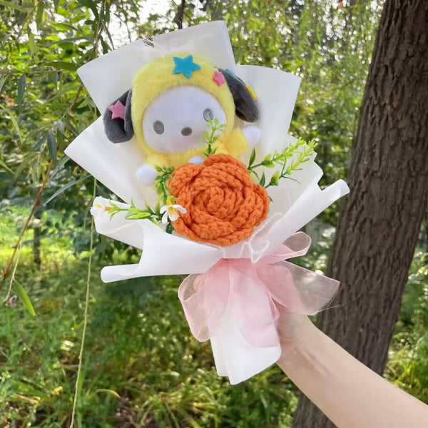 Cartoon My Melody Kuromi Cinnamoroll Kt Cat Plush Doll Creative Flower Bouquet Valentine Christmas Graduation Birthday Gift