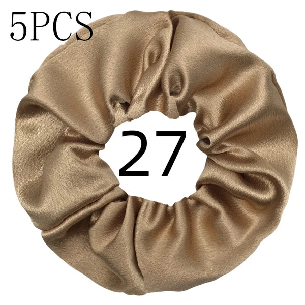 10/5 Pcs Satin Hair Scrunchies Set for Women & Girls – Soft Silk Elastic Hair Bands | Elegant Solid Color Ponytail Holders & Headwear Accessories