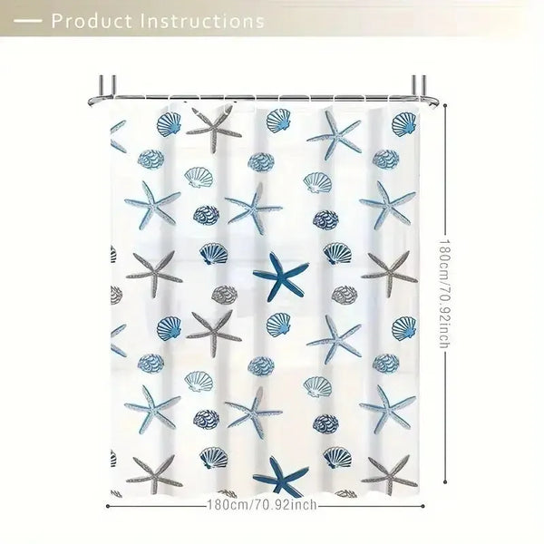 1PC Patterned PEVA Waterproof Shower Curtain – Bathroom Partition & Decorative Curtain Accessory