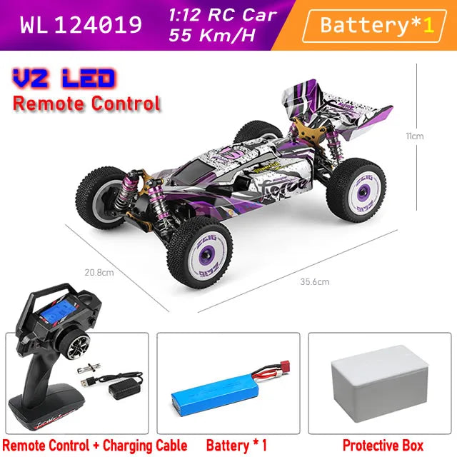 WLtoys 124016 V8 124019 Pro 1:12 4WD RC Racing Car High-Speed Brushless Motor Off-Road Remote Control Drift Climbing Kids Toys