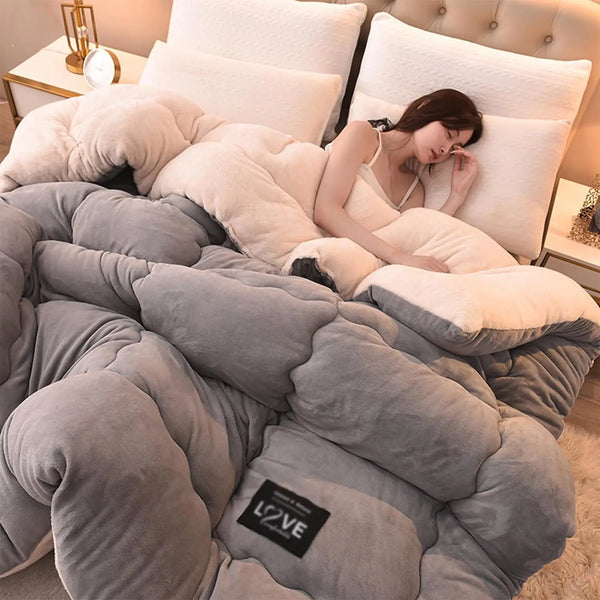 Winter Bedding Thick Quilt Blanket Thickened Warm Flannel Fleece Comforter for Cold Nights Set Bed Duvets Quilts the Blankets