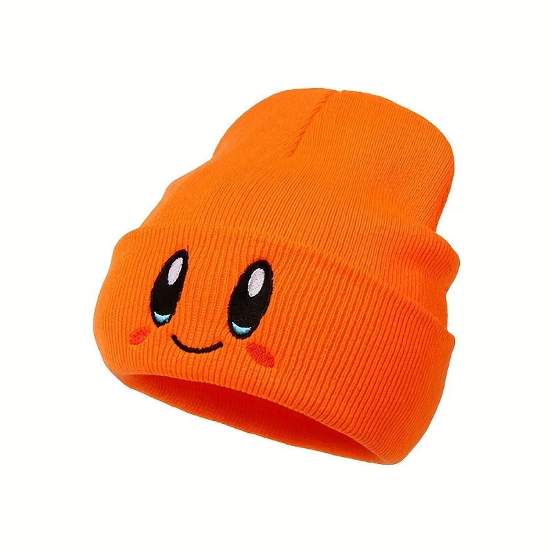 Big Eye Embroidery Elasticity Beanies Women's Cartoon Knitted Skull Caps Winter Warm Hip Hop Hats Men Crimping Melon Leather Hat