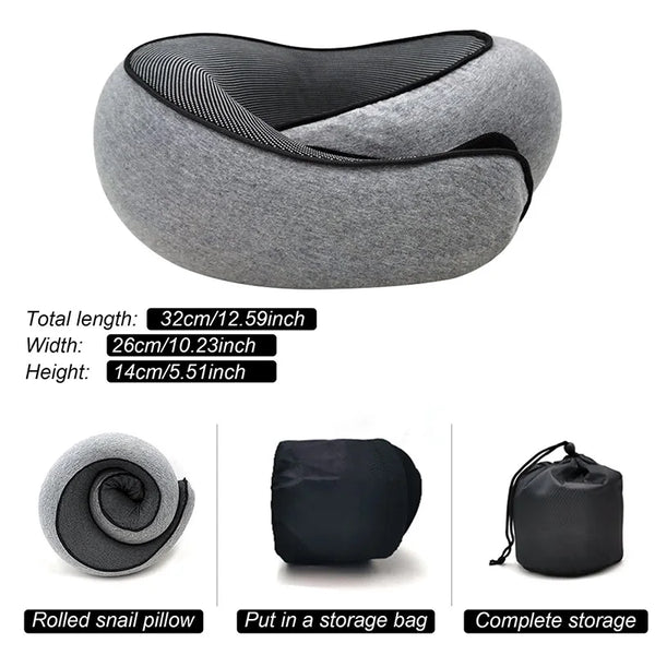 Travel Neck Pillow – U-Shaped Memory Foam Snail Style Neck Support