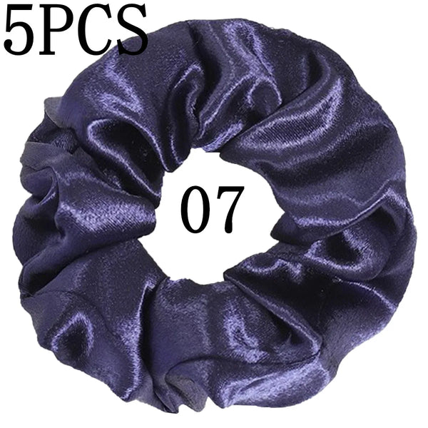 10/5 Pcs Satin Hair Scrunchies Set for Women & Girls – Soft Silk Elastic Hair Bands | Elegant Solid Color Ponytail Holders & Headwear Accessories