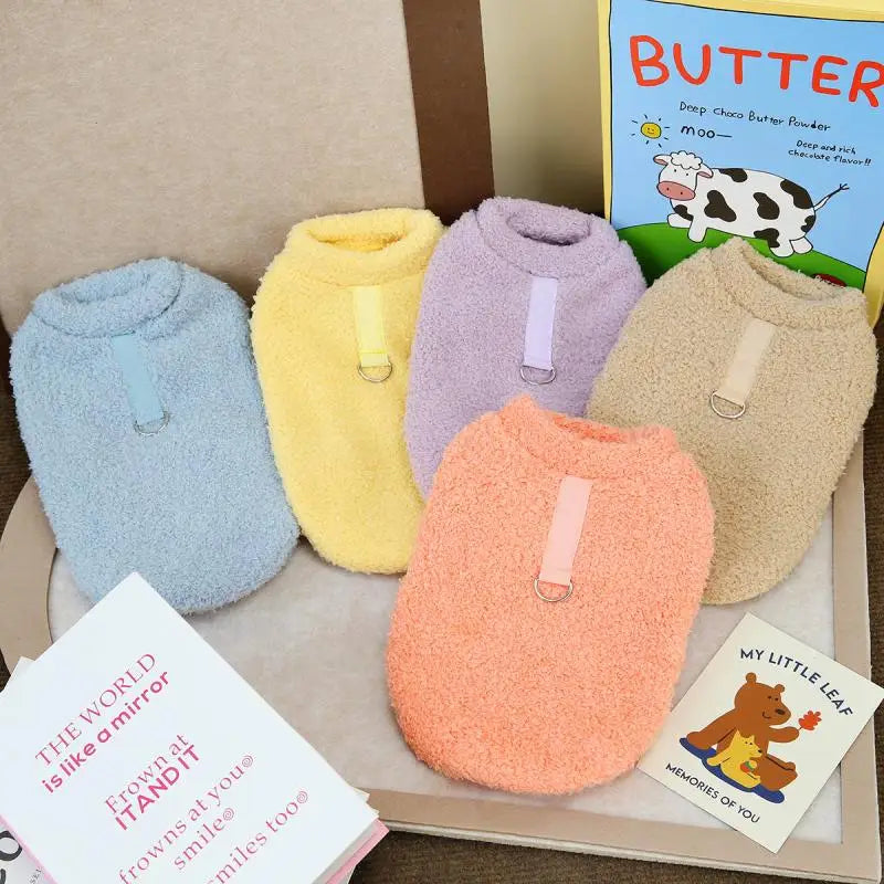 Winter Warm Plush Dog Sweater – Soft Pet Coat for Small Dogs & Puppies