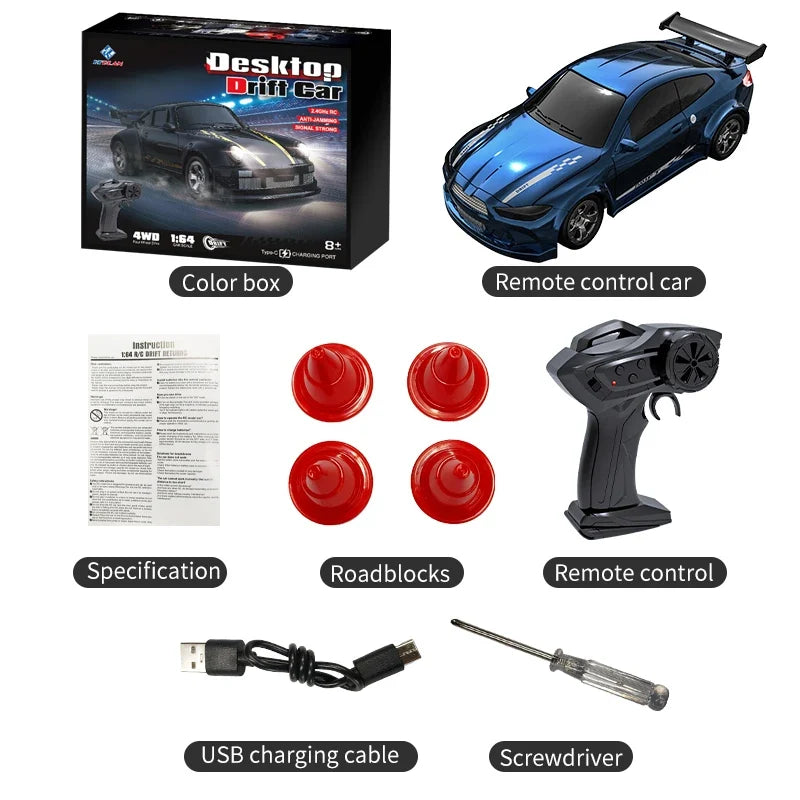 2025 New Kf20 1:64 Drift Rc Car Four-wheel remote-controlled racing car Full proportions Desk Competition Toy Boys Ideal gifts.