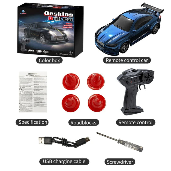 2025 New Kf20 1:64 Drift Rc Car Four-wheel remote-controlled racing car Full proportions Desk Competition Toy Boys Ideal gifts.