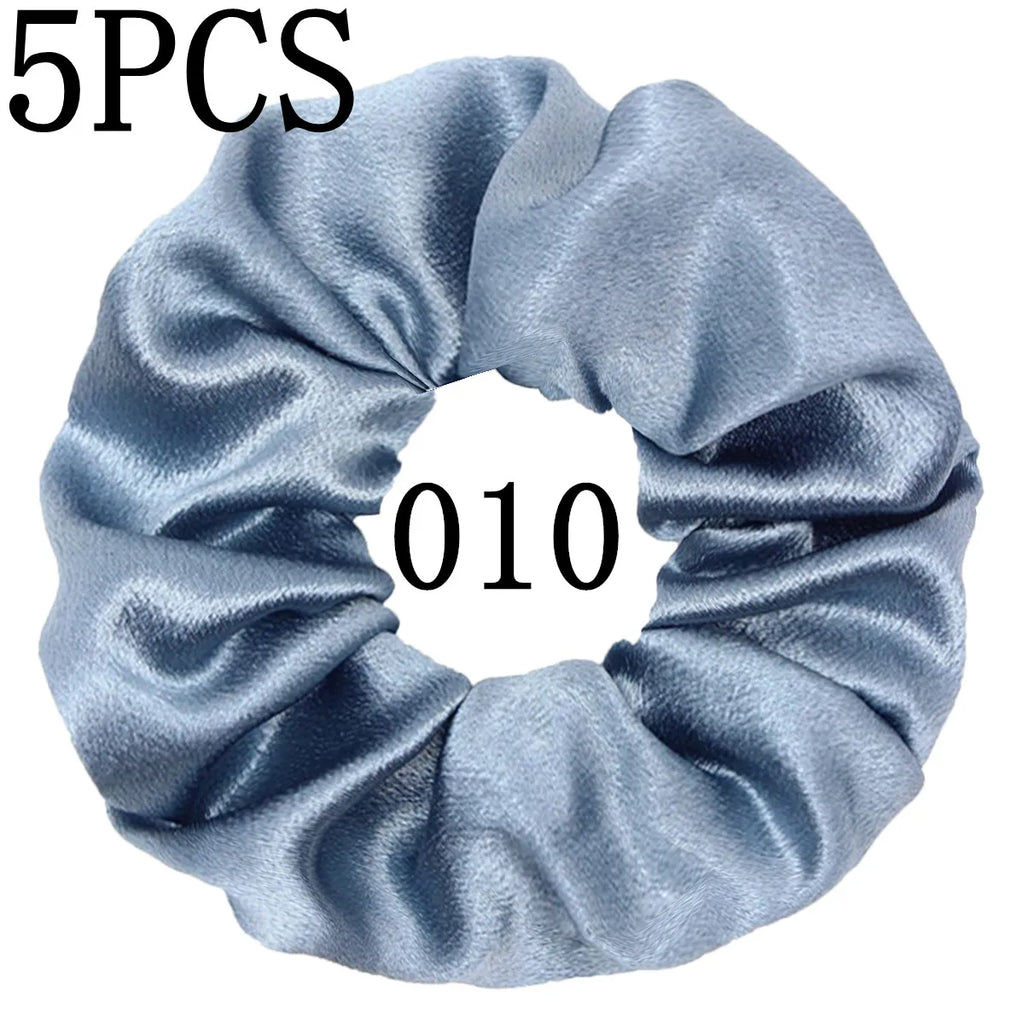 10/5 Pcs Satin Hair Scrunchies Set for Women & Girls – Soft Silk Elastic Hair Bands | Elegant Solid Color Ponytail Holders & Headwear Accessories