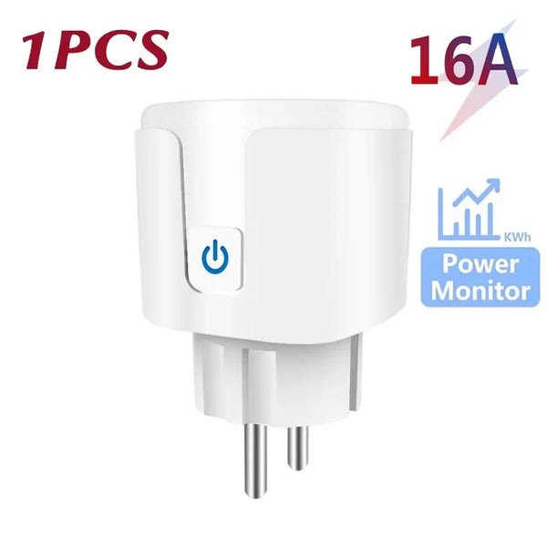 Tuya Wifi Smart Socket EU Plug 16/20A Power Monitor Remote Control SmartLife APP Works with Alexa Yandex Alice Google Assistant