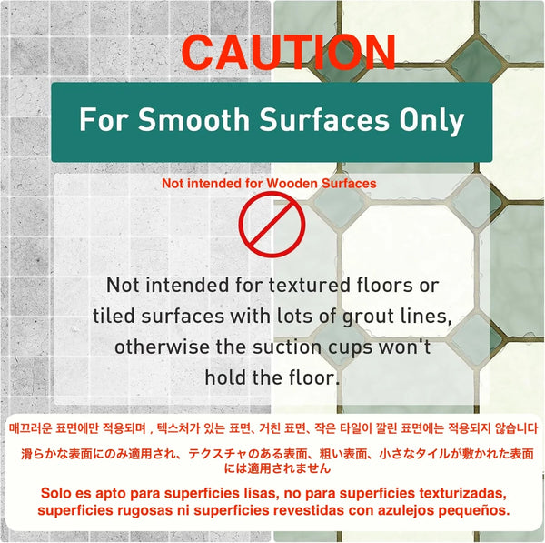 Non-Slip Bathroom Mat with Suction Cups – 43x75cm Quick Drain Shower Rug