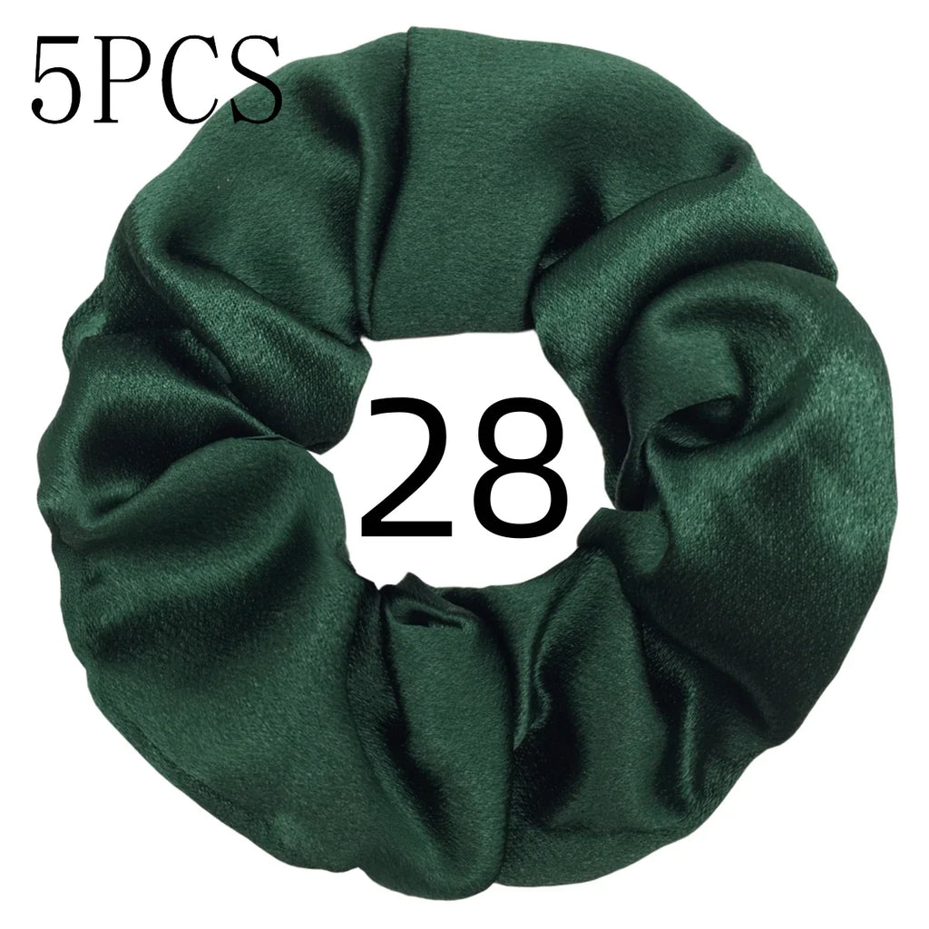 10/5 Pcs Satin Hair Scrunchies Set for Women & Girls – Soft Silk Elastic Hair Bands | Elegant Solid Color Ponytail Holders & Headwear Accessories