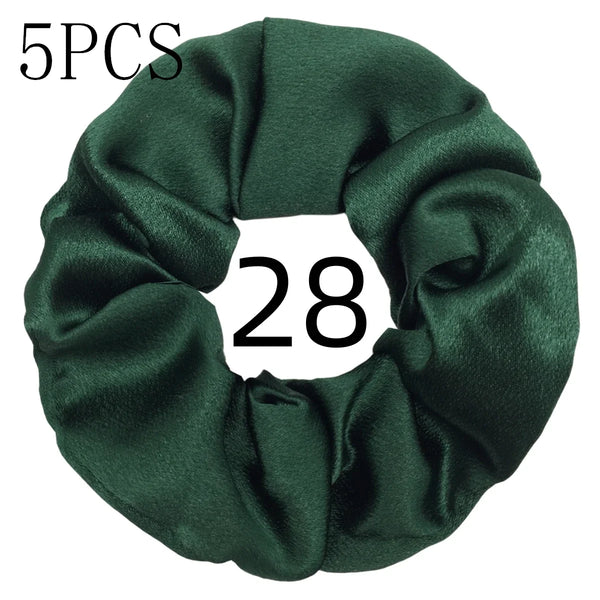 10/5 Pcs Satin Hair Scrunchies Set for Women & Girls – Soft Silk Elastic Hair Bands | Elegant Solid Color Ponytail Holders & Headwear Accessories