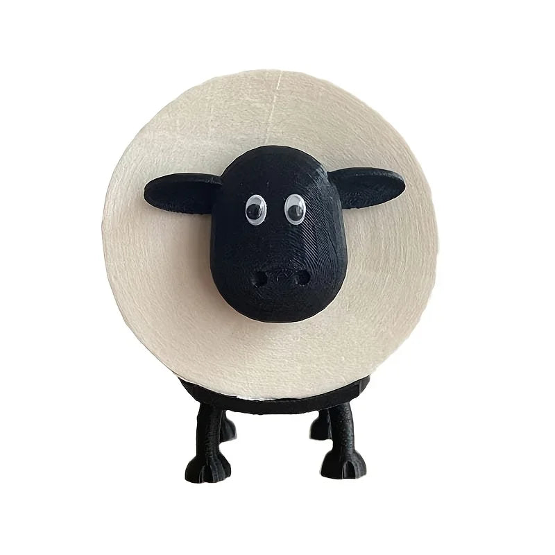 1/3PCS Funny Sheep Toilet Paper Holder – 3D Printed Black Loo Roll Stand, Freestanding Bathroom Storage Rack & Humorous Home Decor Gift