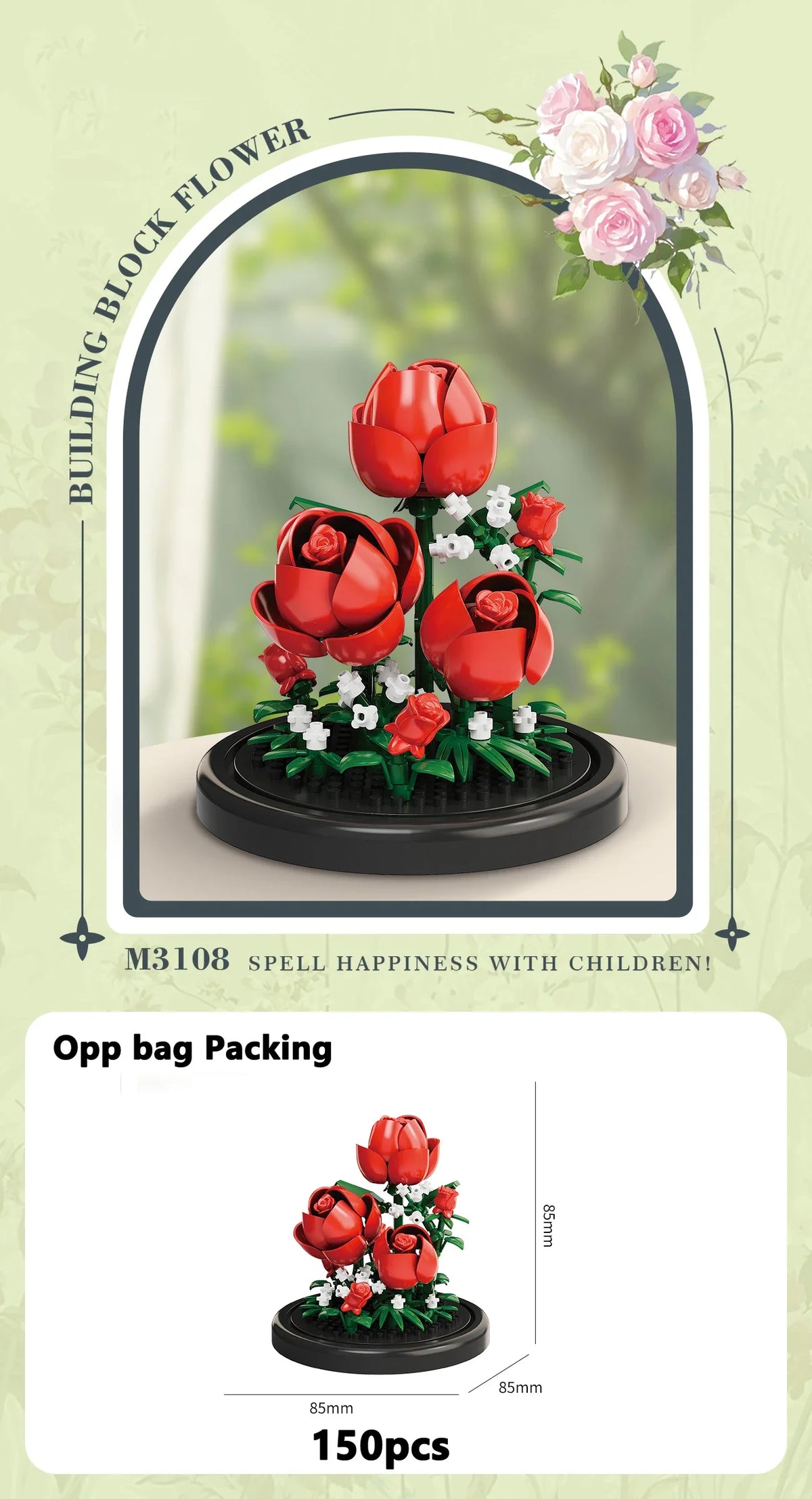 Eternal Flower Bouquet Bonsai Potted Plant Micro Building Blocks Model Home Decoration Puzzle Toys Kids Birthday Christmas Gifts