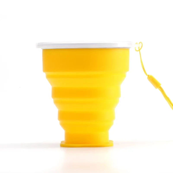 Portable Silicone Folding Water Cup Outdoor Heat Resistant Telescopic Collapsible Foldable Mug With Lid For Travel Camping 200m