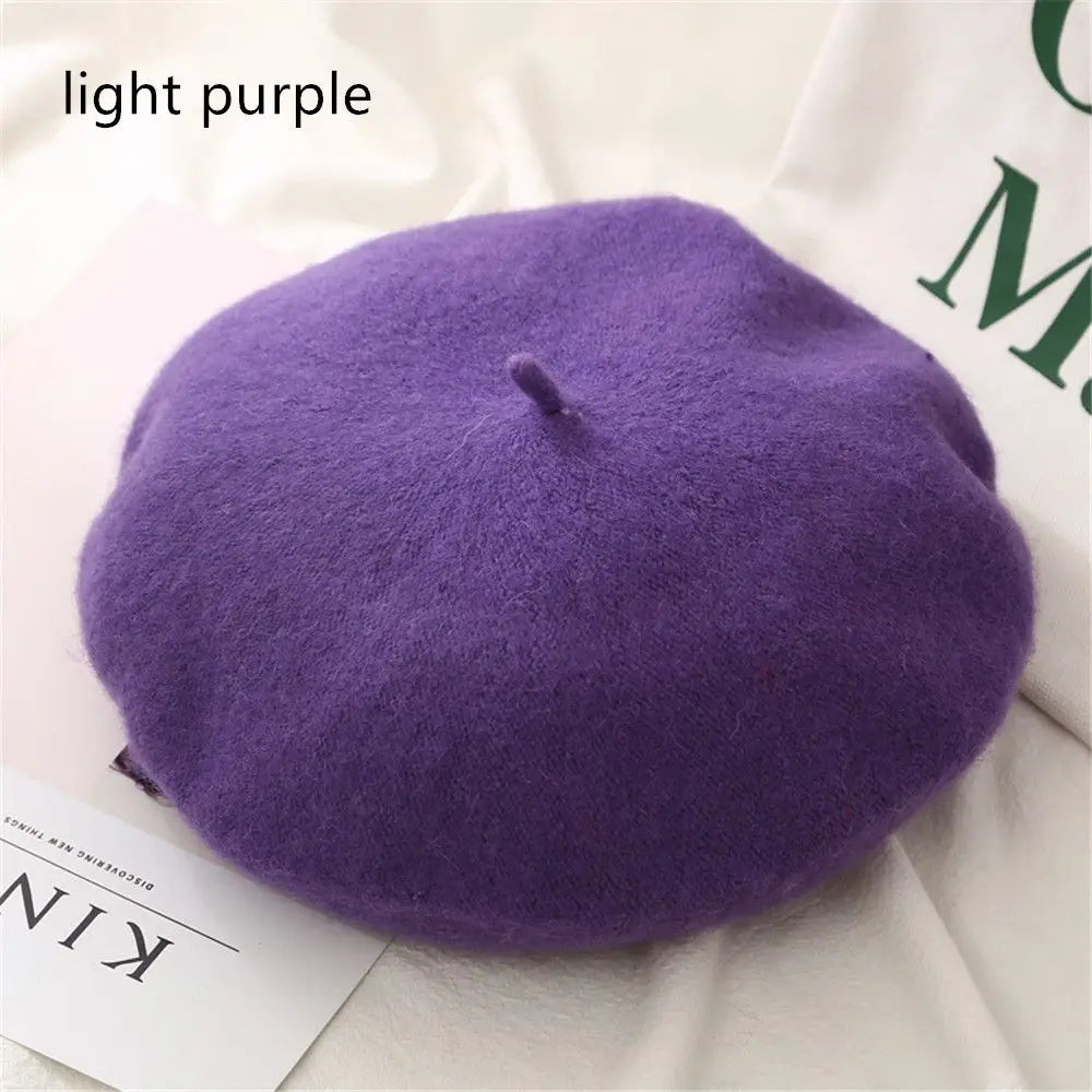 Autumn Winter Felt Beret Hats Women Fashion French Painter Hat Girls Trendy Solid Color Berets Ladies Multicolored Flat Cap
